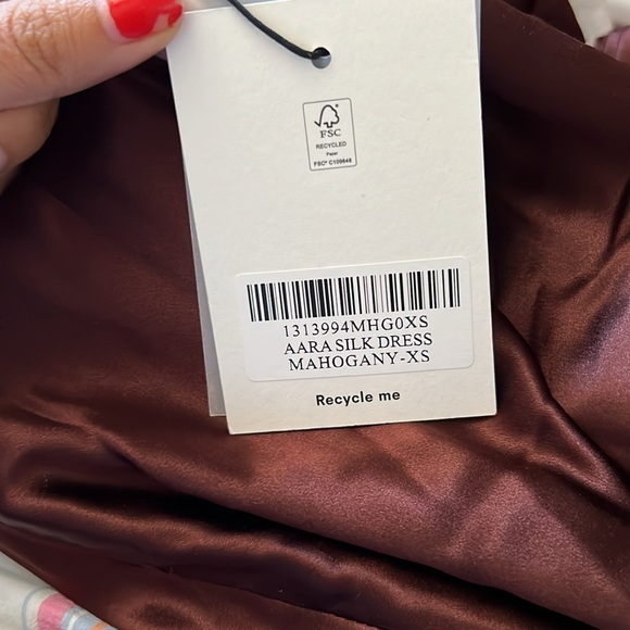 Reformation Aara Silk Dress Brown Lace Mahogany Elegant Brown Halter Neck XS NWT - Picture 5 of 5